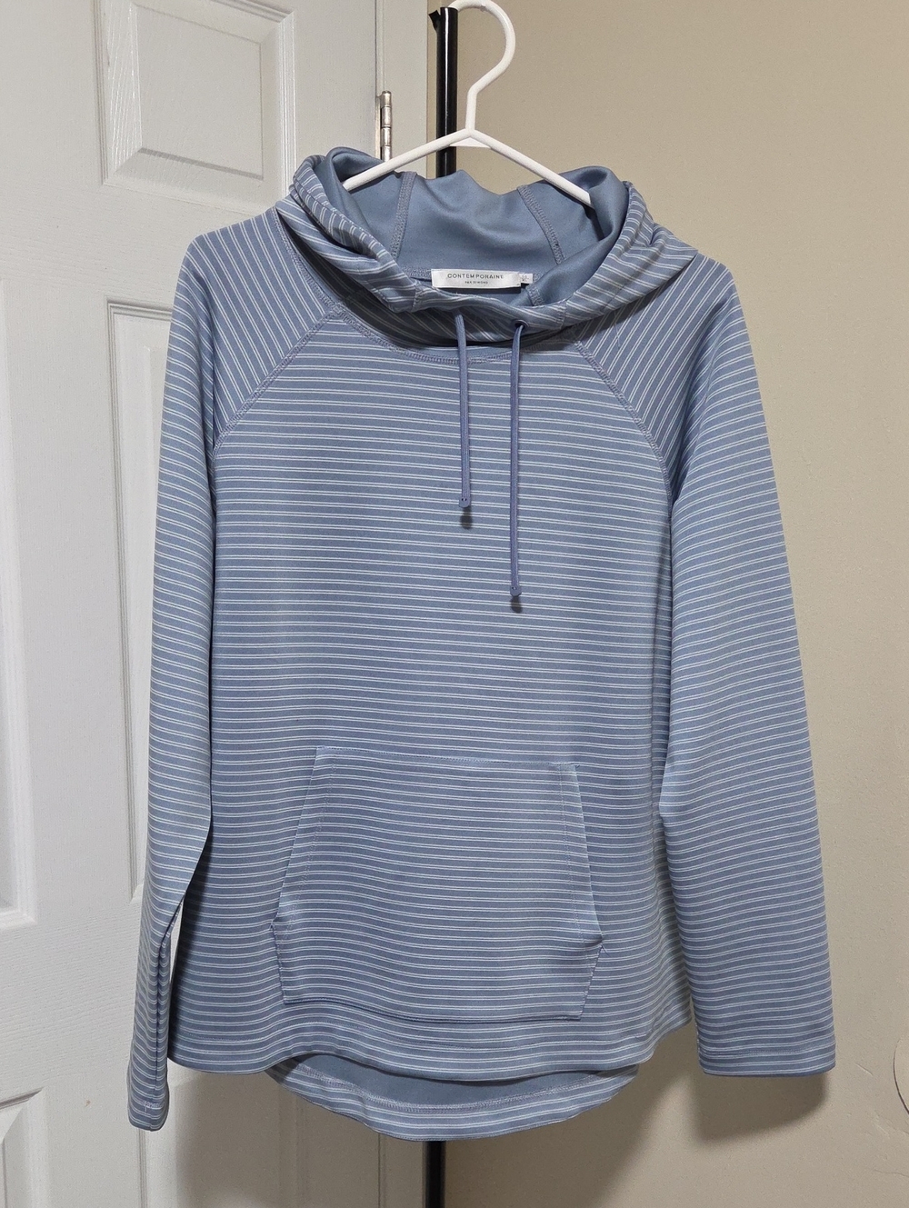 Simons Contemporaine Light Blue Striped Pullover Hoodie